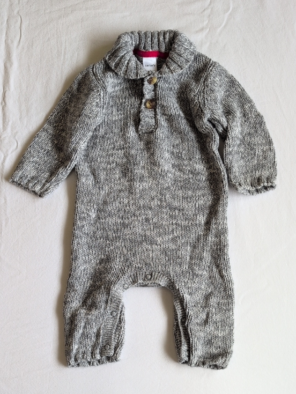 carter's cotton knit shawl collar sweater jumpsuit with elbow patches 6 months
